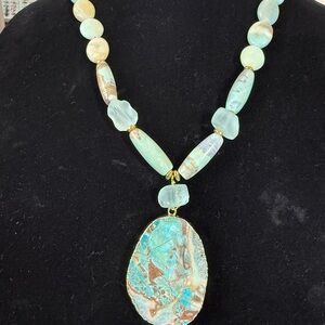 Studio Barse Turquoise and Gold Turquise pendant Necklace